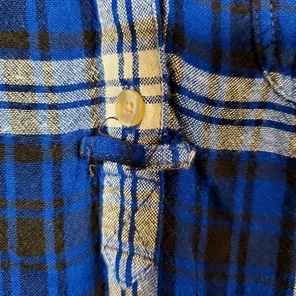 American Eagle Outfitters Blue Boyfriend Fit Flannel Long Sleeve Shirt Size M - Picture 3 of 11